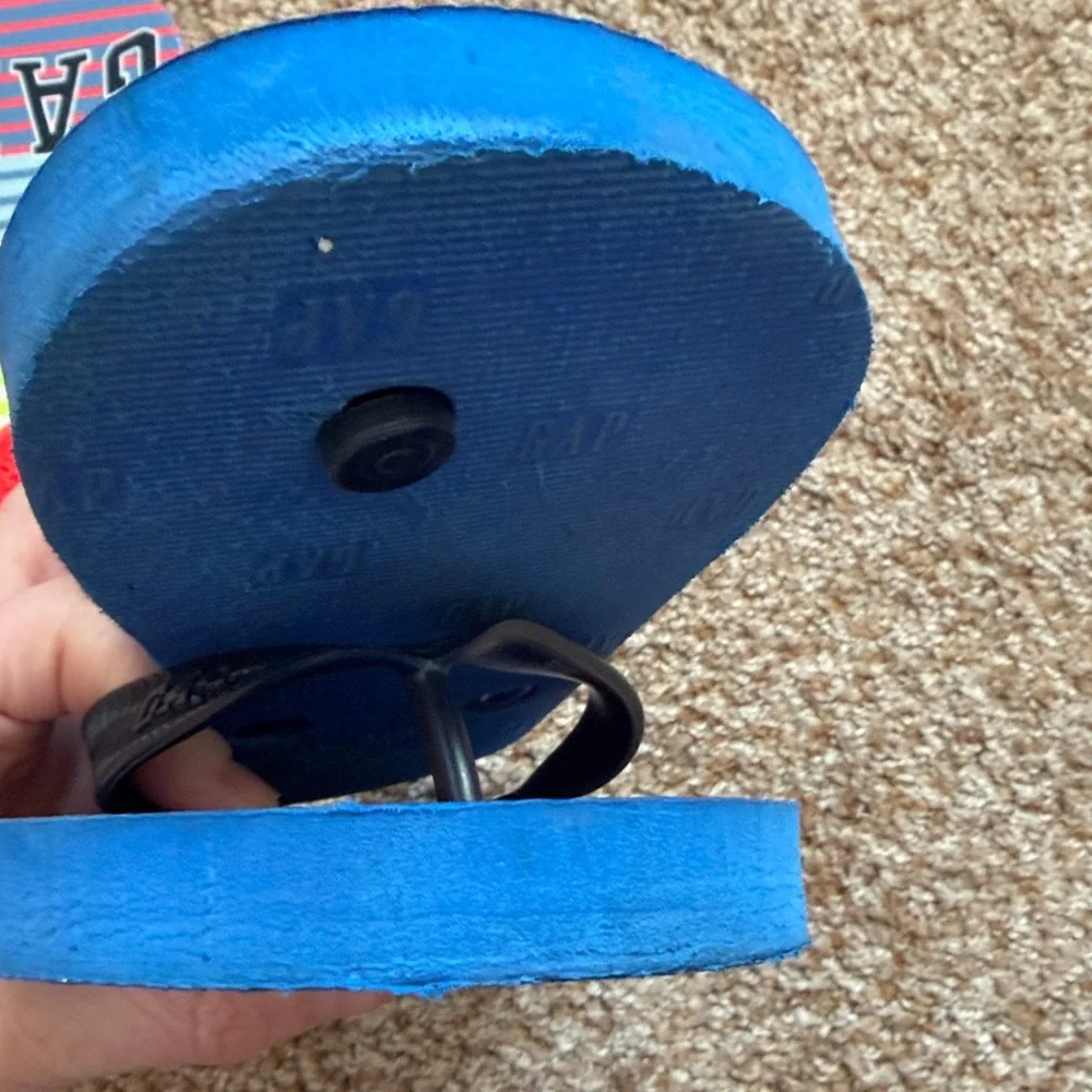 NWT Gap Factory striped, worn Gap blue/black flip flop, 1-2